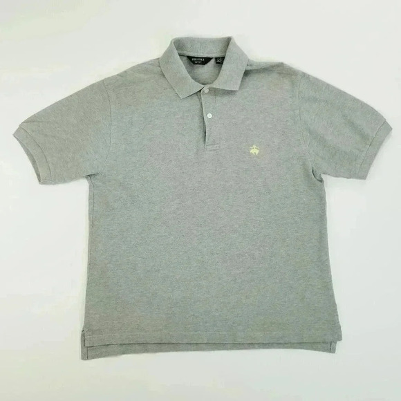 Brooks Brothers Sport Small Men's Gray Yellow Embroidered Logo Short Sleeve Polo - Picture 1 of 7